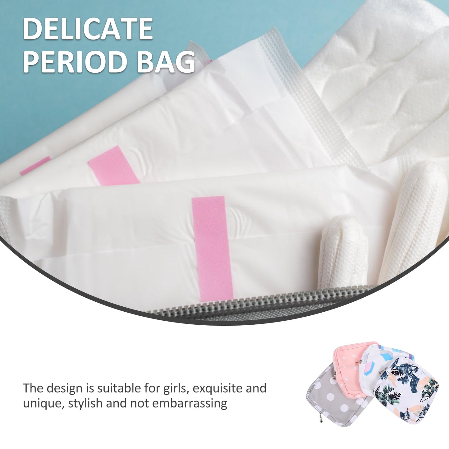 Amosfun 20Pcs Portable Sanitary Napkin Storage Bags for Teen Girls Mini Zipper Makeup Cosmetic Pouch Lightweight Polyester Pad Organizer for Travel and Daily Use