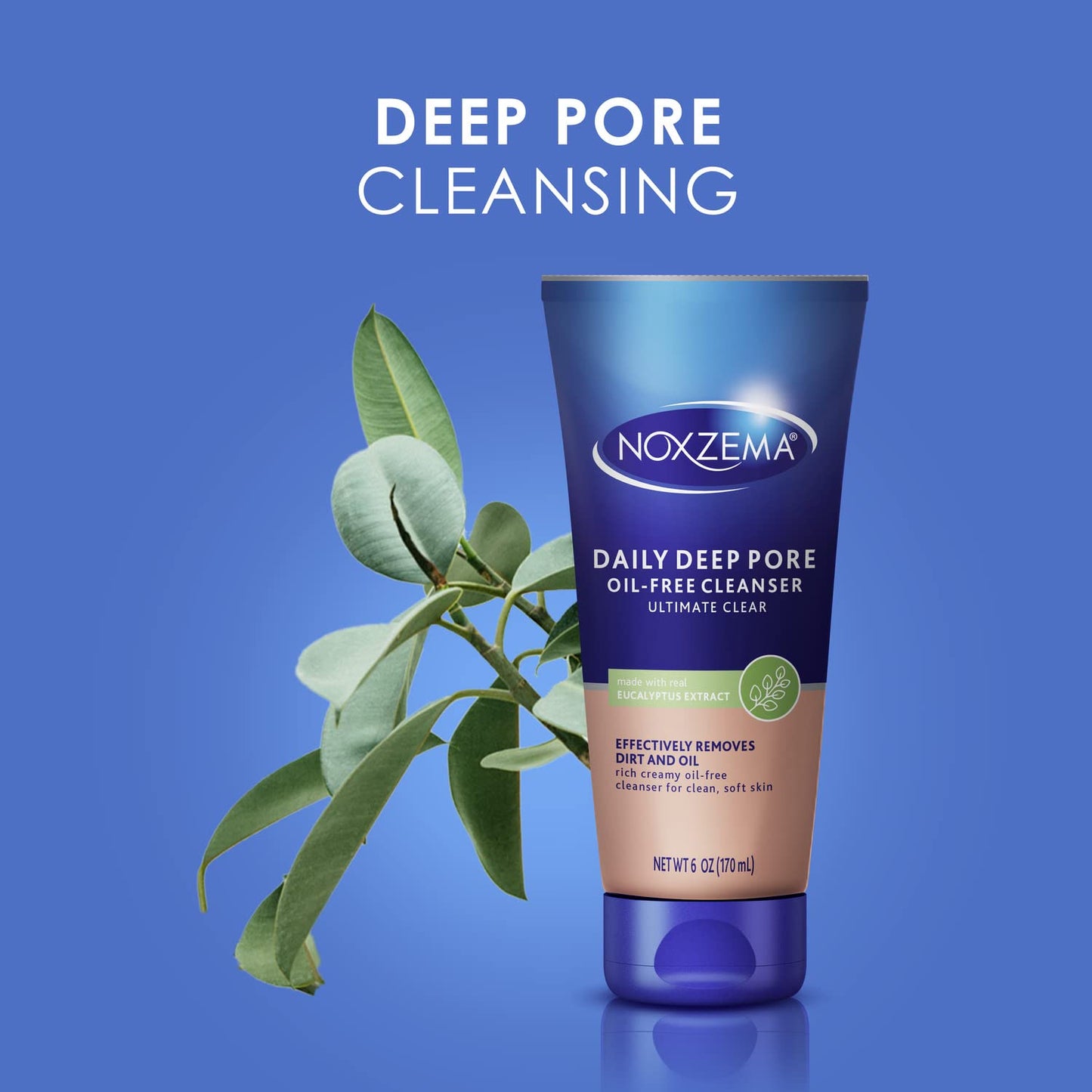 Noxzema Ultimate Clear Daily Deep Pore Oil-Free Cleanser for Soft, Smooth Skin - Noxzema Daily Face Wash for Women and Men, Noxzema Facial Cleanser for Acne Prone Skin, 6 Oz Ea (Pack of 4)