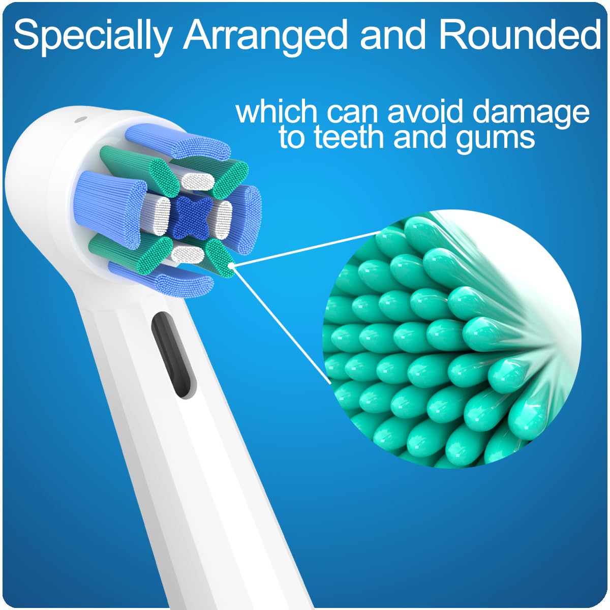 8 Pack Replacement Heads Compatible with Oral B iO Toothbrushes, Brush Heads for Oral-B iO 2/3/4/5/6/7/8/9/10/7G Series, with Covers, Black+White