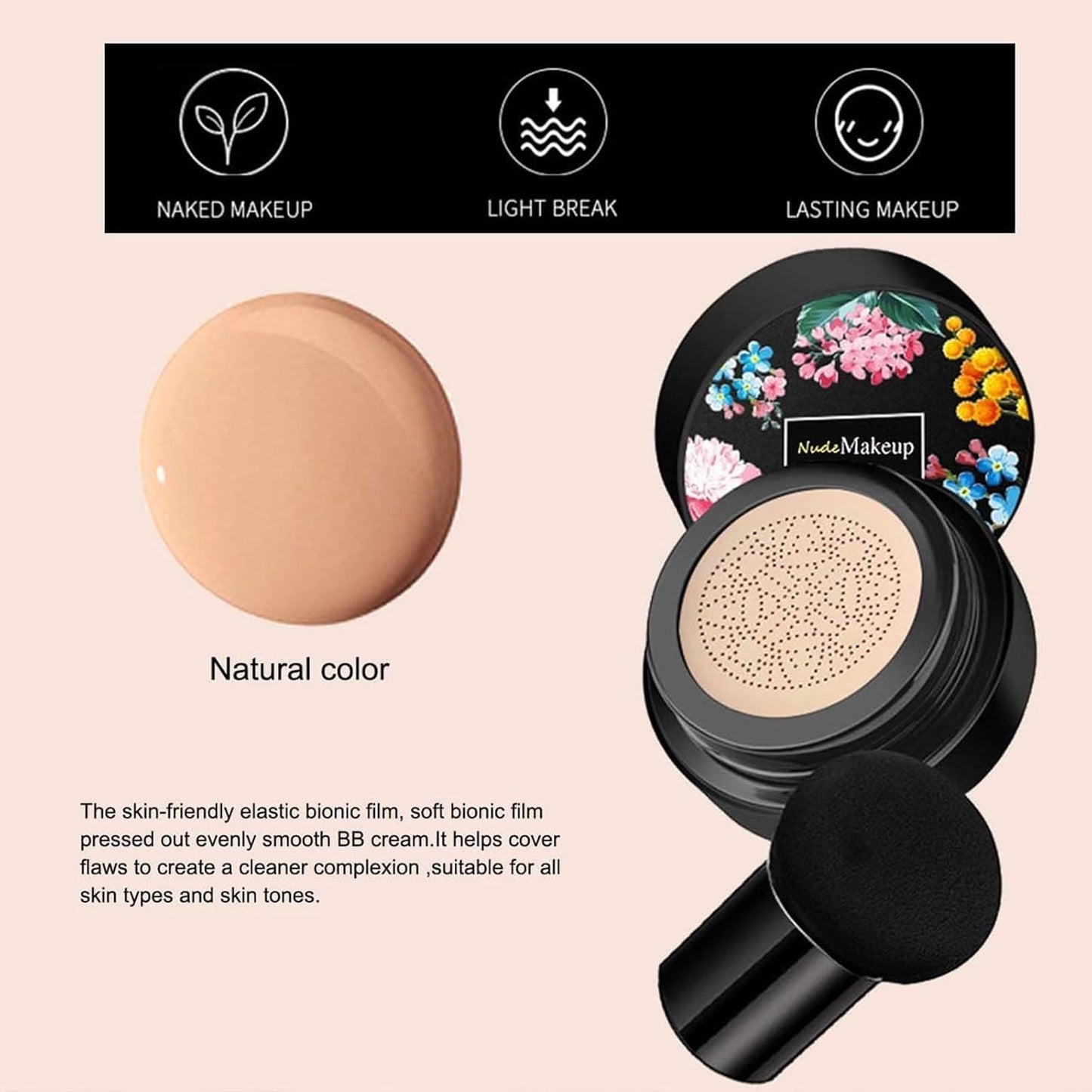 Mushroom Head BB Cream - Moisturizing Liquid Foundation for Even Skin Tone | Natural Finish