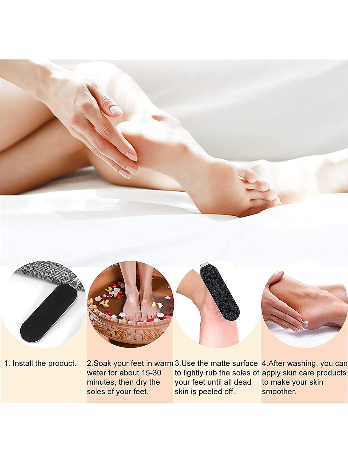 EBANKU Foot Files Refills Foot File, Reusable Stainless Steel Cracked Skin Corns Callus Remover, Feet Rasp Pedicure Sandpapers Replacement Pads Easy Feet Scrubber for Bath Pedicure Salon,100pcs