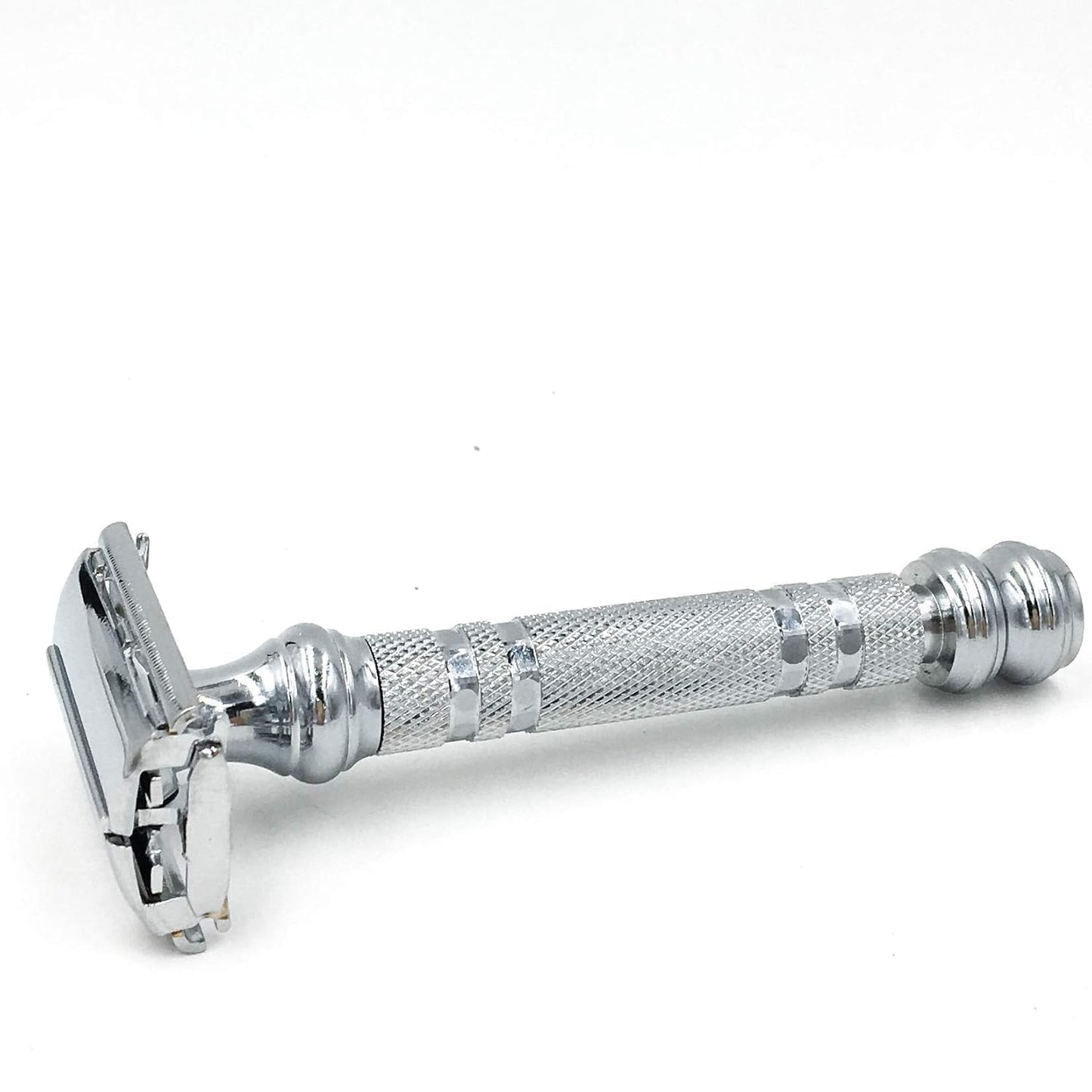 Parker 66R Long Handle Butterfly Safety Razor – Twist-to-Open Brass Frame with Textured Chrome Finish for Close, Comfortable Shaves - 5 Blades Included