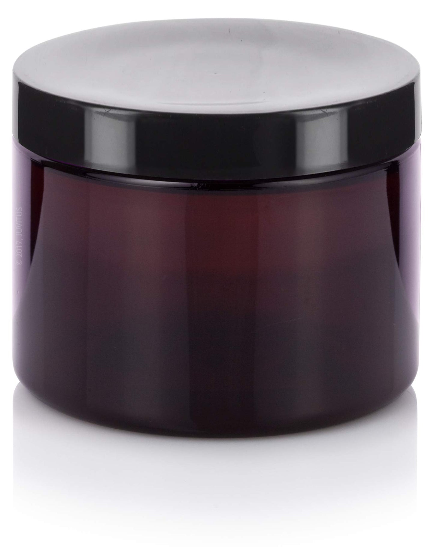 (12 pack) 6 oz Amber PET Plastic Refillable Jar with Black Lid