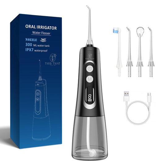 TTFM Dental Electric Water Flosser for Teeth Gums Braces, Dental Portable Flosser, 9 Pressure Modes, 300ml Tank Capacity, Rechargeable IPX7 Waterproof Teeth Cleaner