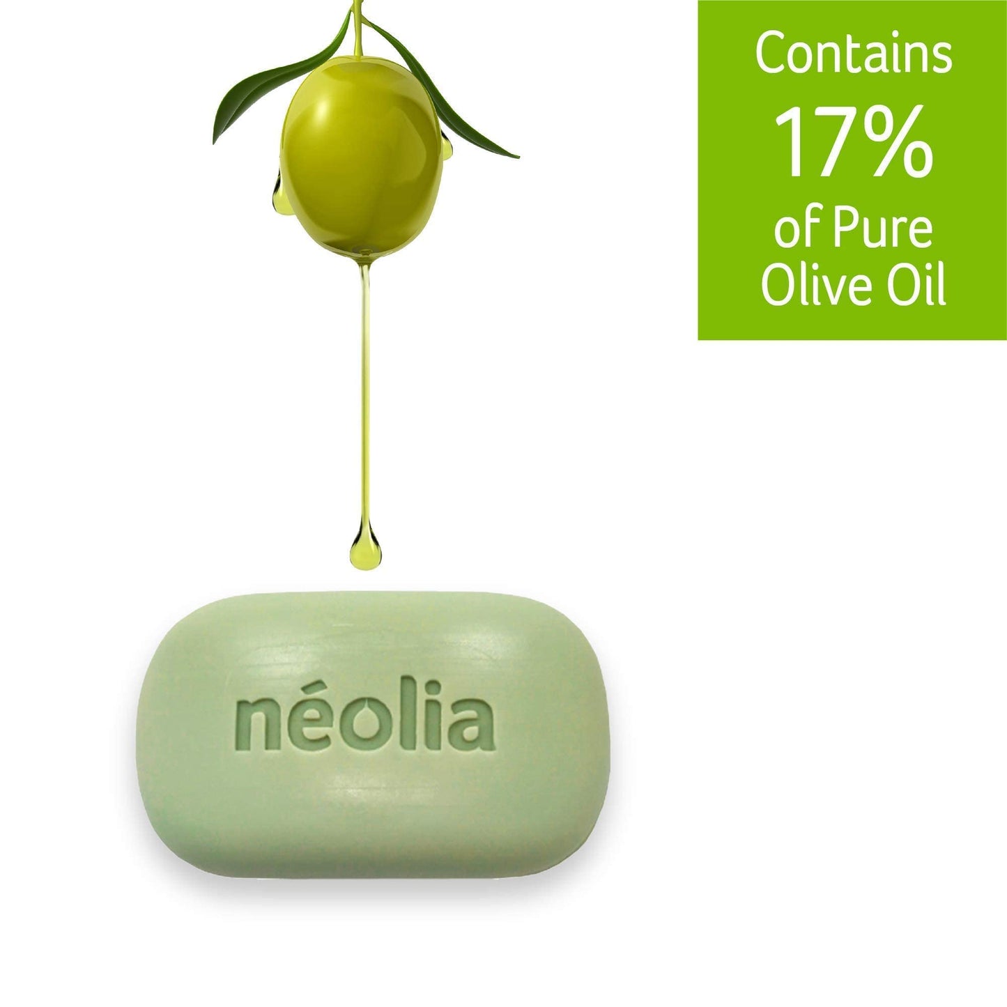 Neolia Olive Oil Soap Bar (8 Pack): Gentle Green Bar Cleanser Made with Organic Italian Extra Virgin Olive Oil & Aloe. Ideal Natural Soap for Dry Skin. Gentle Natural Cleanser for Sensitive Skin.