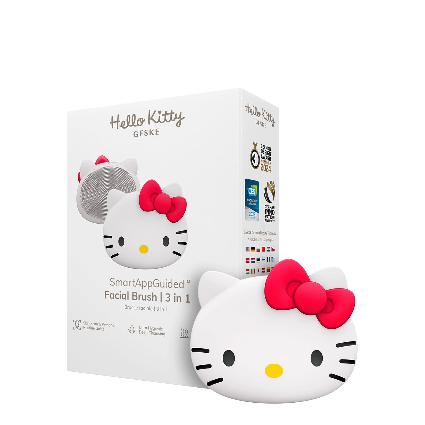 GESKE x Hello Kitty SmartAppGuided Facial Brush | 3 in 1 | Skin Cleansing Silicone | Routine Skincare | Gentle Cleansing | Facial Cleanser