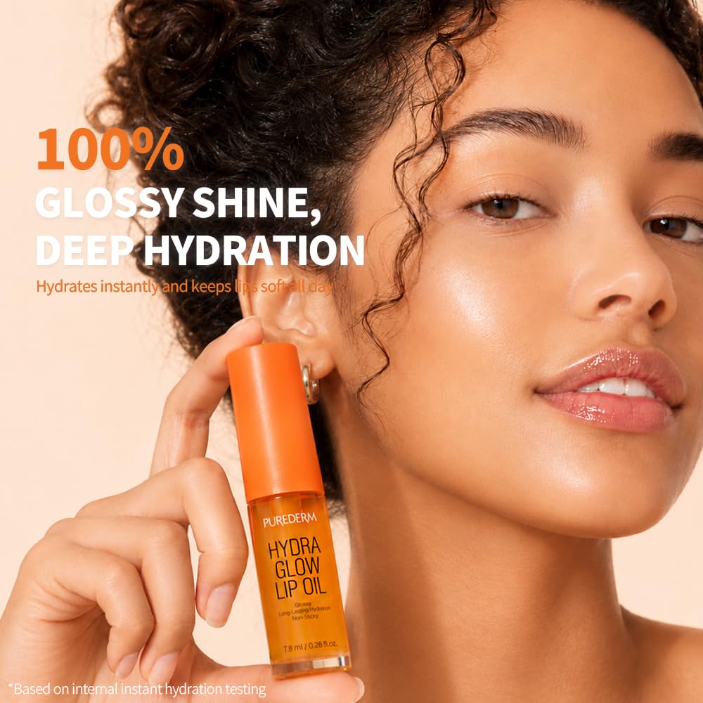 Purederm Hydrating Glow Lip Oil, Non-Sticky Lip Gloss (0.26 fl oz)