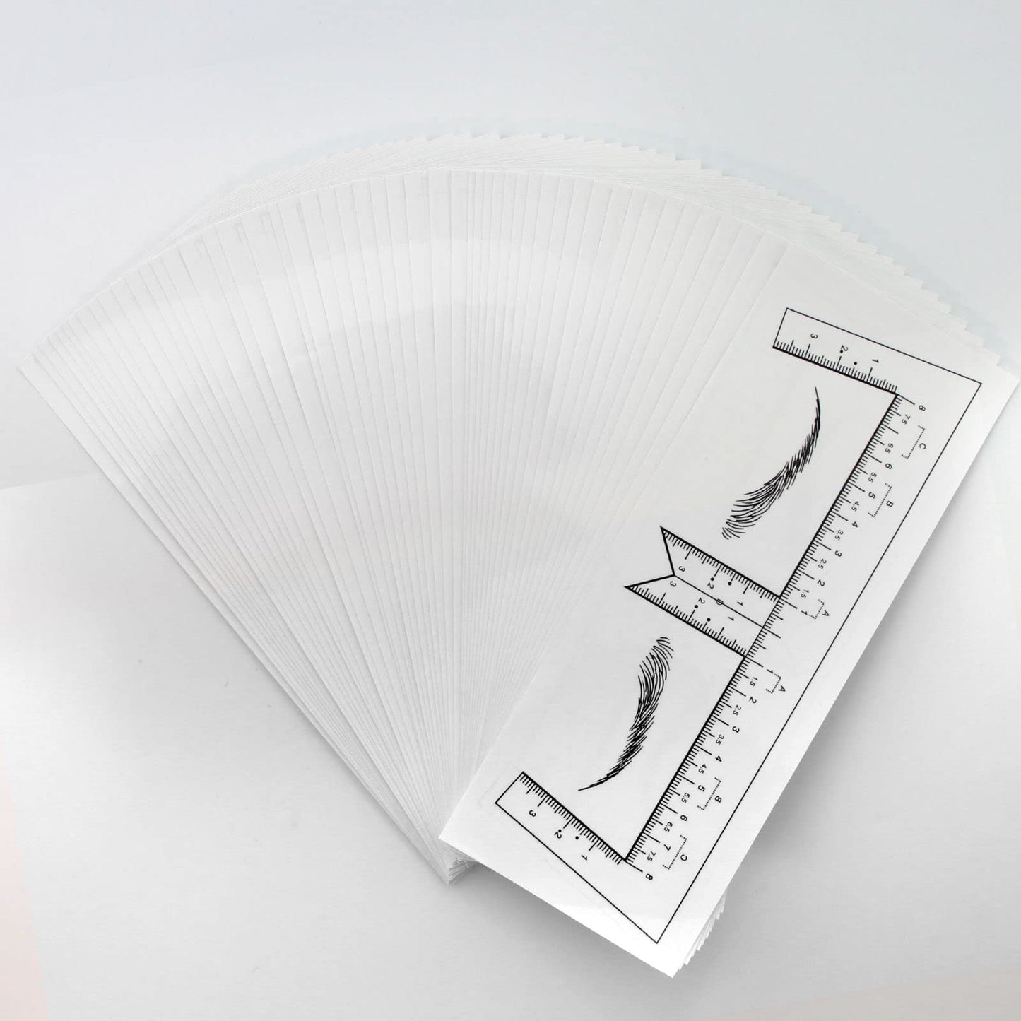 Guapa 50pcs/Pack Eyebrow Ruler with Brow Shape Disposable Microblading Ruler Sticker Adhesive Brows Positioning Measure Tool