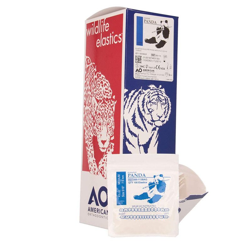 American Orthodontics Elastics - Wildlife Panda | Medium 5/16" Size, 4.5 Oz, 50 Packs, 5,000 Total | Precision-Cut Latex Tubing