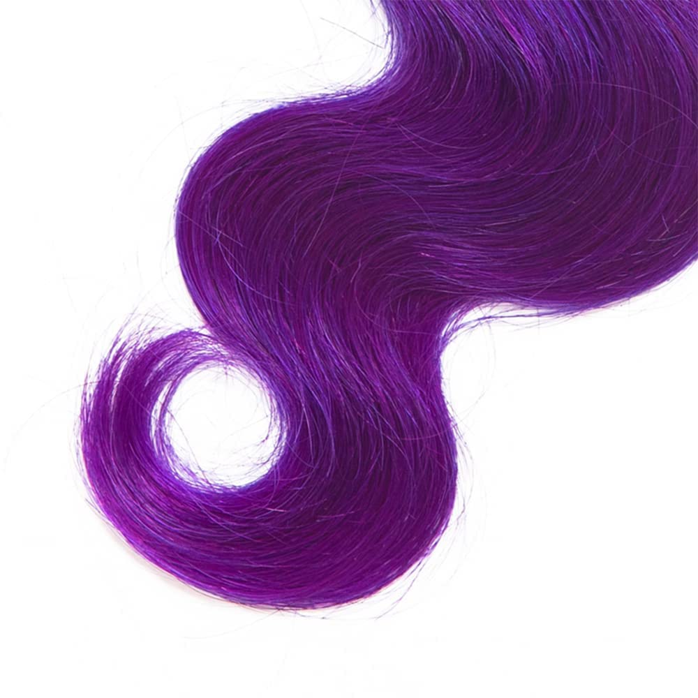 Lagalaga Bundles Human Hair 22 24 26 Inch Body Wave T1B Purple Human Hair Bundles Unprocessed Brazilian Virgin Hair Quick Weave Hair for Black Women