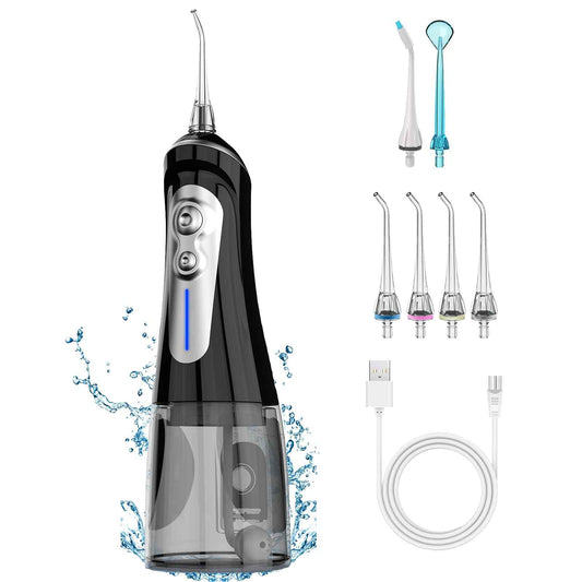 NBGRLVS Water Dental Flosser Cordless for Teeth Pick Cleaning - Powerful Oral Irrigator with 6 Adjustable Modes,320ML Portable & Rechargeable IPX7 Waterproof Cleaner Picks for Home Travel (Black)