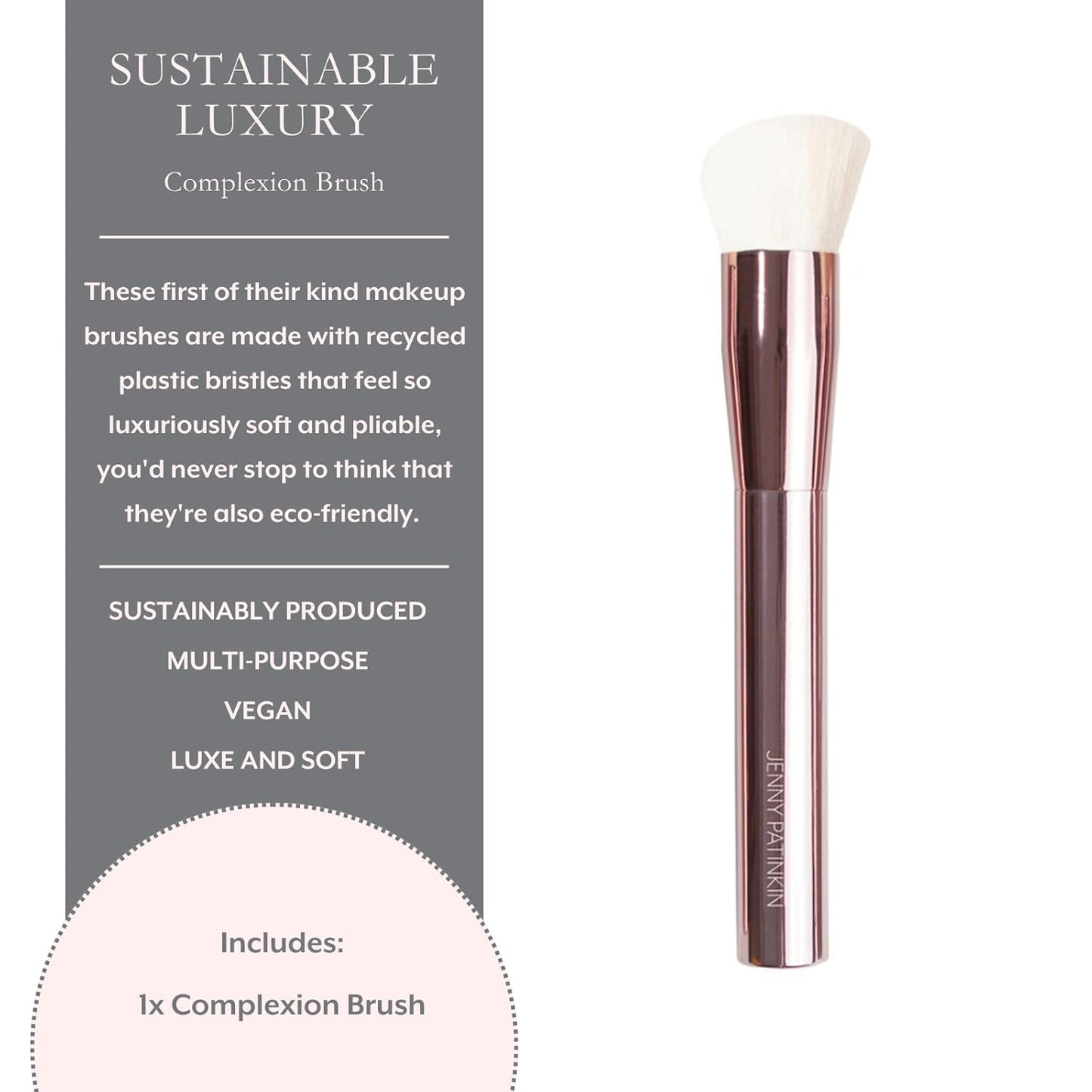 Sustainable Luxury Complexion Brush | Vegan Eco-Friendly Makeup Brush with 2.5x More Bristles for Foundation, Contour & Blush