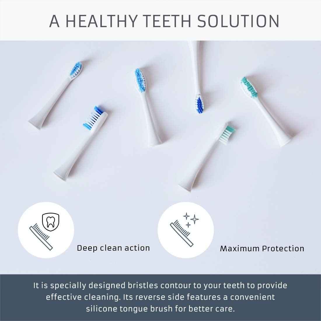 Dazzlepro Elements Toothbrush Heads - Compatible With Elements Sonic Toothbrush, Large, Soft Bristles, Large- Replacement Brush Heads, Large (Pack of 3)