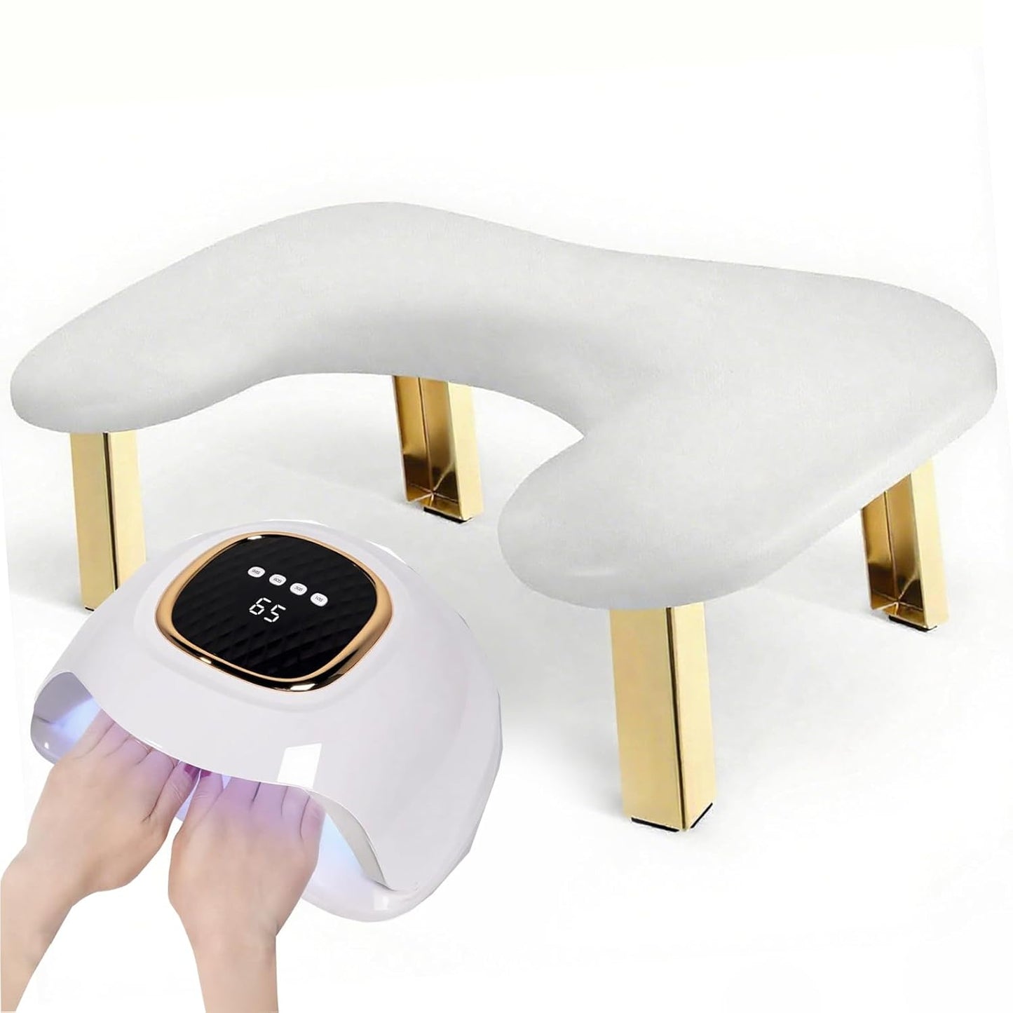 Nail Arm Rest - PU Leather U-Shaped Manicure Support | Foldable Design, White Color