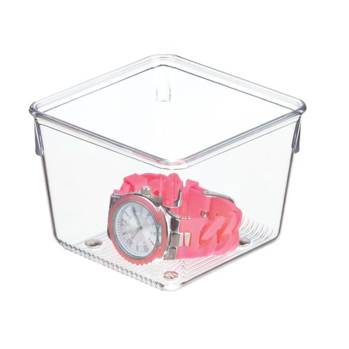 iDesign Linus Kitchen Drawer Organizer for Utensils, Gadgets, Tools - 4" x 4" x 3", Clear