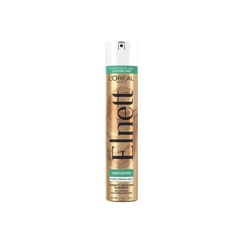 L'Oreal Paris Elnett Unscented Hairspray, up to 72-Hour Extra Strong Hold Formula with Humidity Resistant Frizz Control, Hairspray with Soft, Brushable Finish, 11 oz