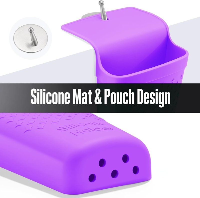 Heat Resistant Silicone Hair Iron Mat & Pouch - Portable Travel Holder for Styling Tools | Purple - 2 Pack