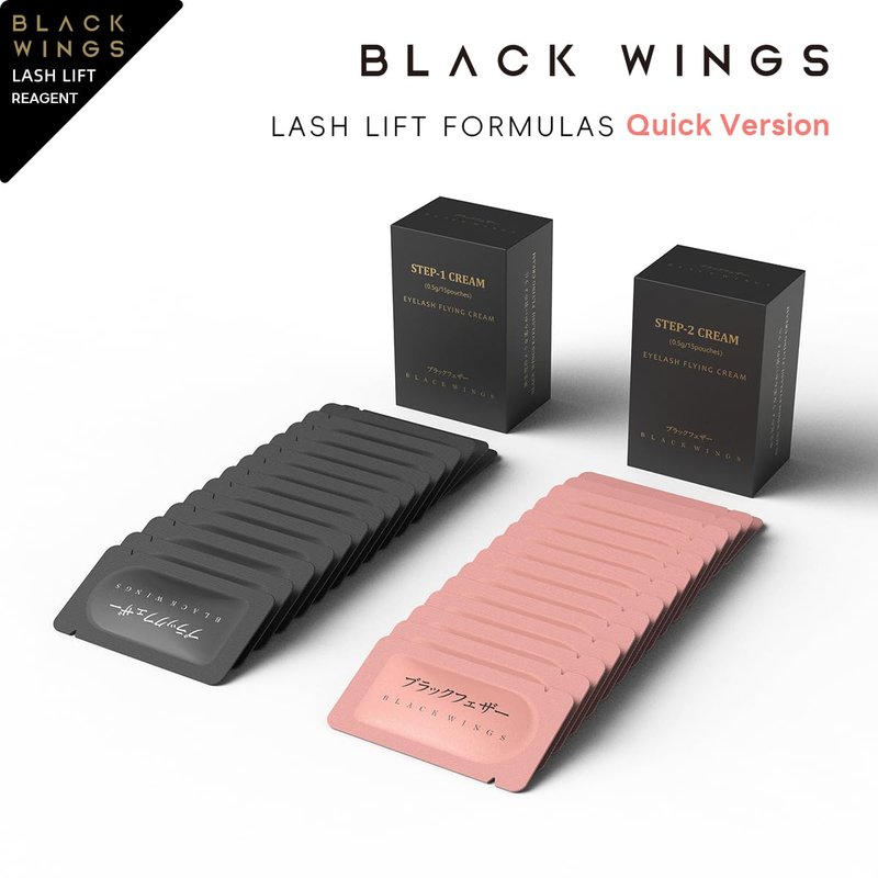 BLACKWINGS 15 Pairs Eyelash Perm Lotion Fast Lash Lift Solution, 5-7Min Softener 7 Min Fixer, Long Lasting Over 1 Month