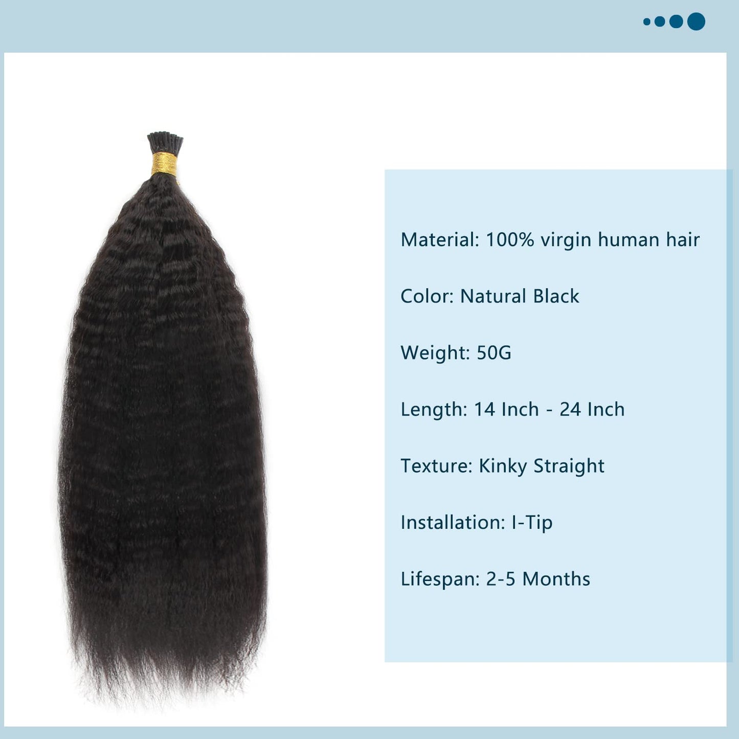 ABH AMAZINGBEAUTY HAIR I Tip Extensions Human Hair 16 Inch Kinky Straight