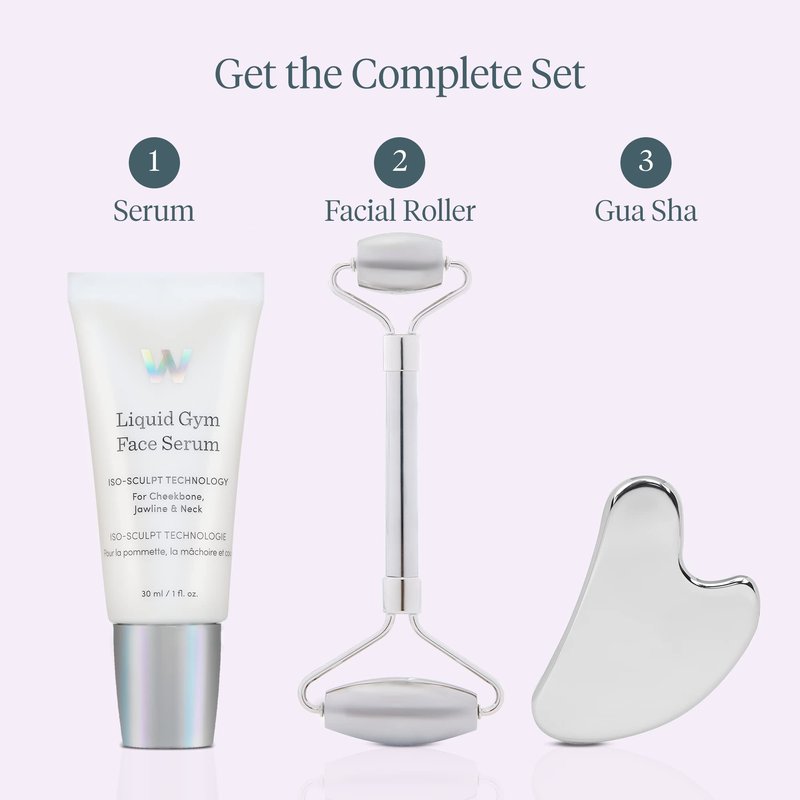 Wonderskin Liquid Gym Gua Sha Face Sculpting Tool, Facial Roller to Reduce Tension, Puffiness & Wrinkles, Skin Care Tool and Jawline Sculptor, Stainless Steel Facial Massager
