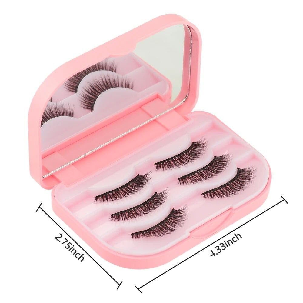 False Eyelash Storage Box - 3-Layer Portable Organizer with Mirror | 2 PCS Travel Case for Women & Girls