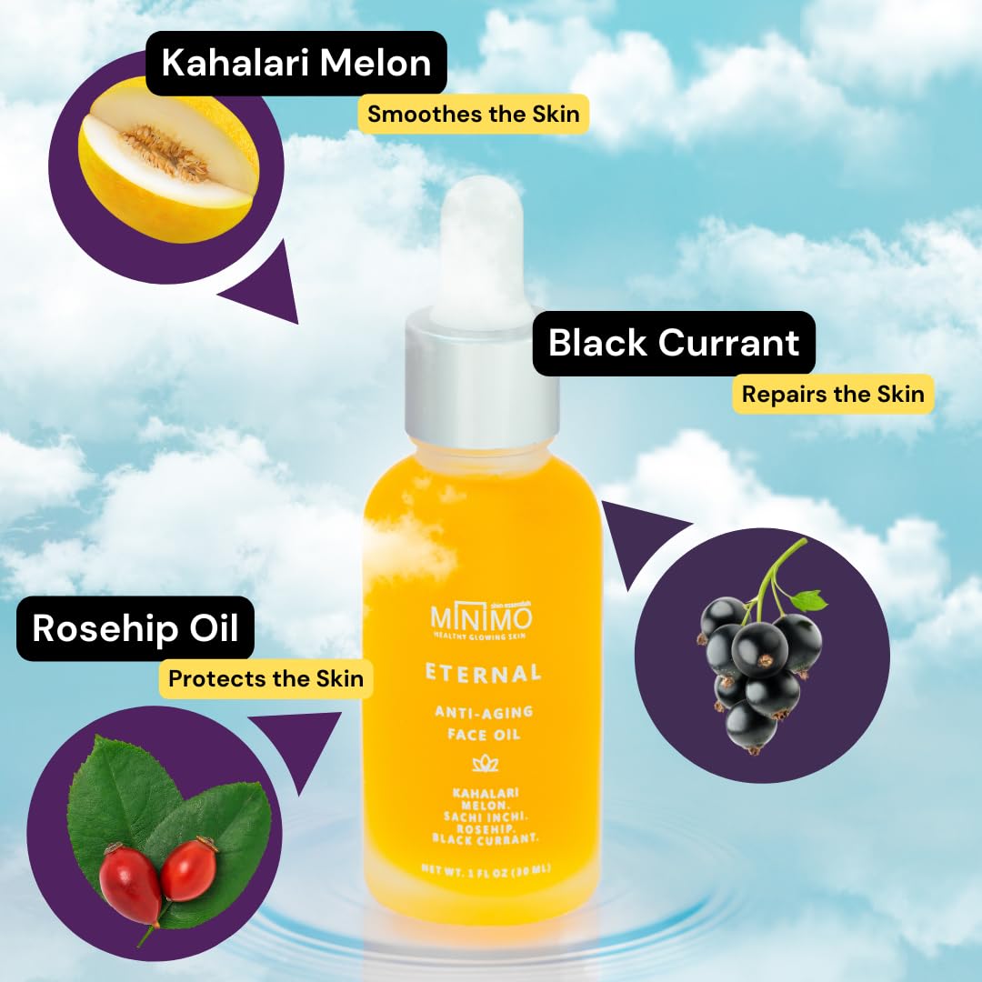 Minimo Skin Essentials Vitamin C Glow Face Oil – Facial Oil Instantly Nourishes | Vitamin C face Oil for glowing Radiant skin | Eternal Concentrated Lightweight Youth Enhancing Daily Face Oil - 1 oz