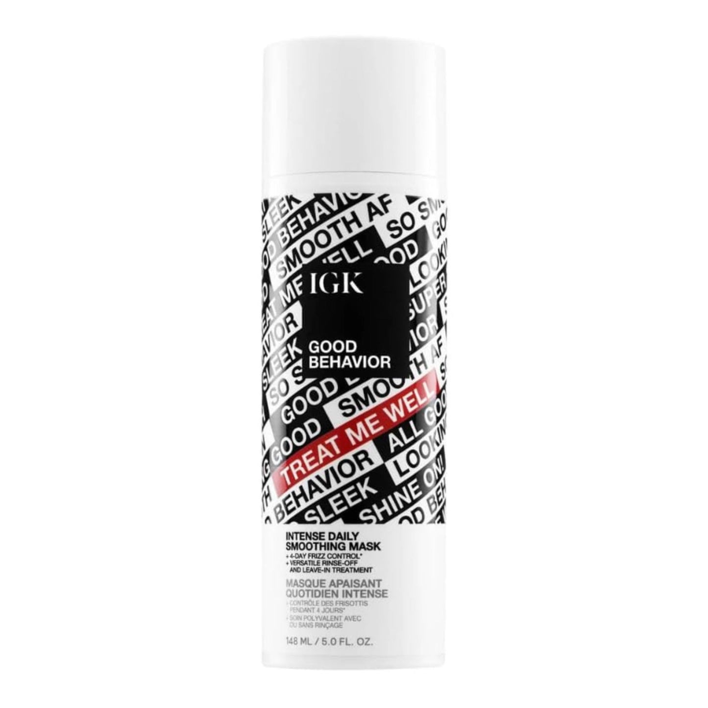 IGK GOOD BEHAVIOR Intense Daily Smoothing Mask | Smooths Frizz, Detangles and Softens Hair | Rinse-Out or Leave-In Treatment for Medium to Thick Frizz-Prone Hair | 5 Oz