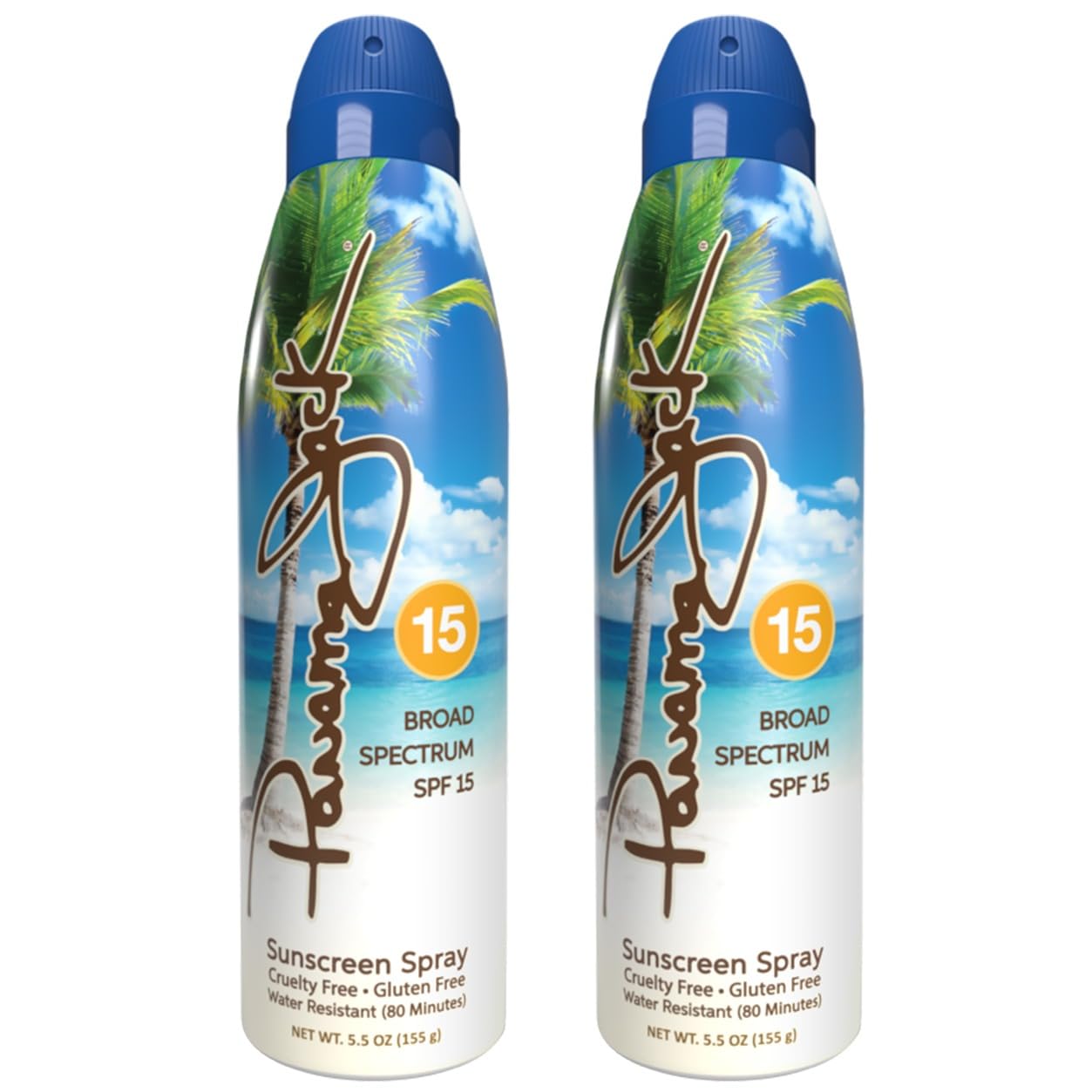 Panama Jack Continuous Spray Sunscreen - SPF 15, Broad Spectrum UVA/UVB Protection, PABA, Paraben, Gluten & Cruelty Free, Water Resistant (80 Minutes), 5.5 OZ (Pack of 2)