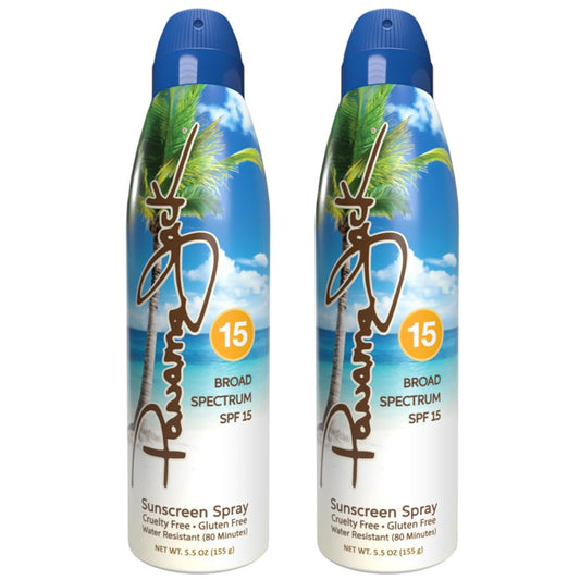 Panama Jack Continuous Spray Sunscreen - SPF 15, Broad Spectrum UVA/UVB Protection, PABA, Paraben, Gluten & Cruelty Free, Water Resistant (80 Minutes), 5.5 OZ (Pack of 2)
