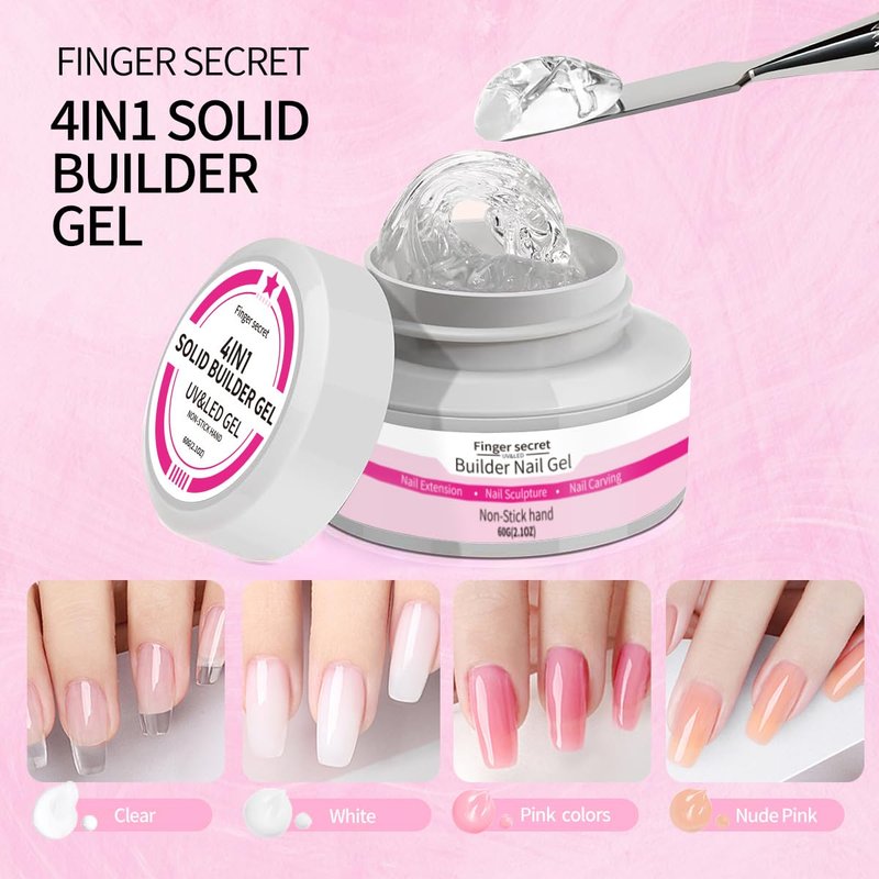 Solid Builder Gel for Nails 240g 4oz Builder Gel Nail Kit Non-sticky for Nails Extension DIY Nail Thickening Solution 3d Sculpture Hard Sculpting Glue Molding Building Forms UV Lamp