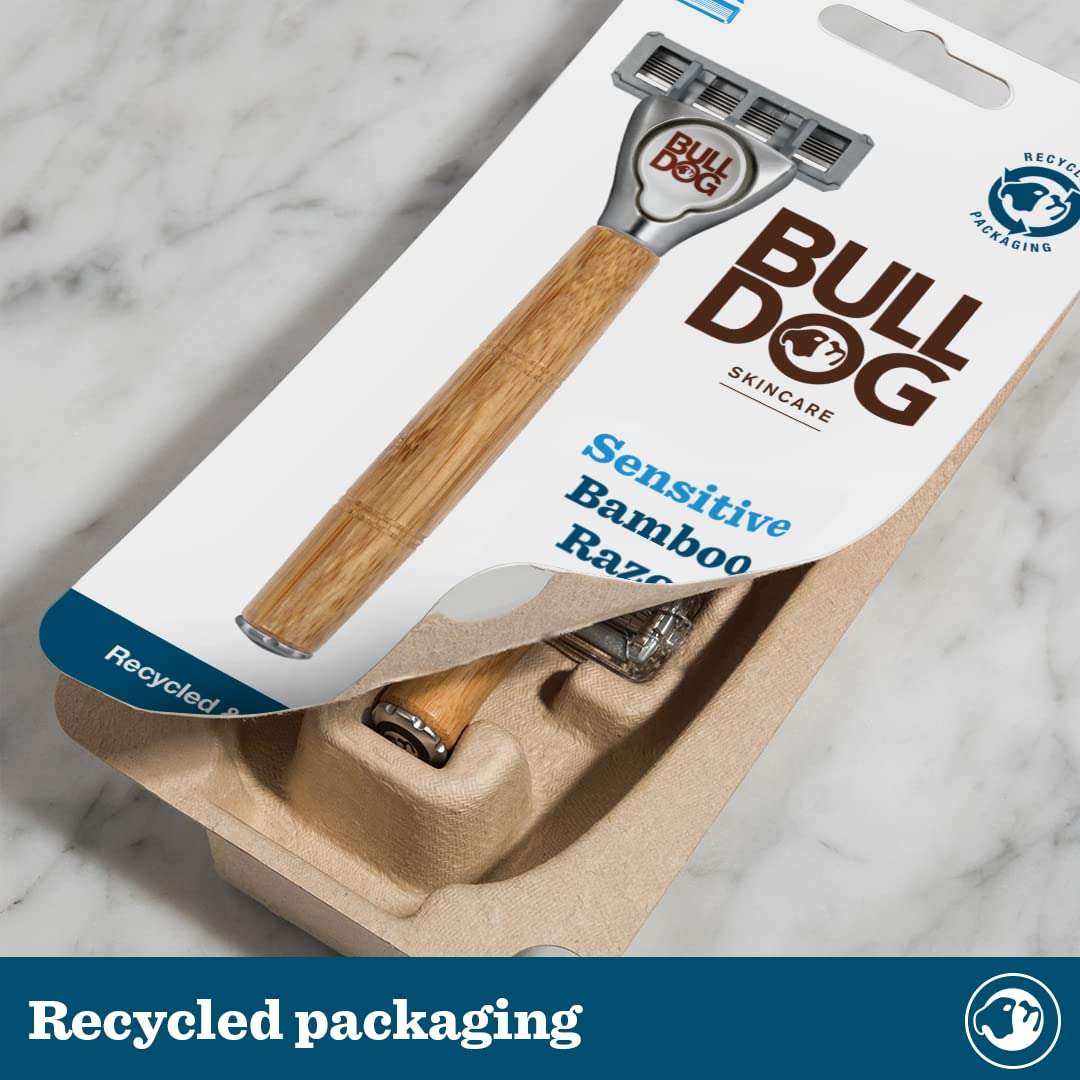 Bulldog Skincare - Sensitive Bamboo Razor Smooth Glide Razor Handle + 2 Blade Refills