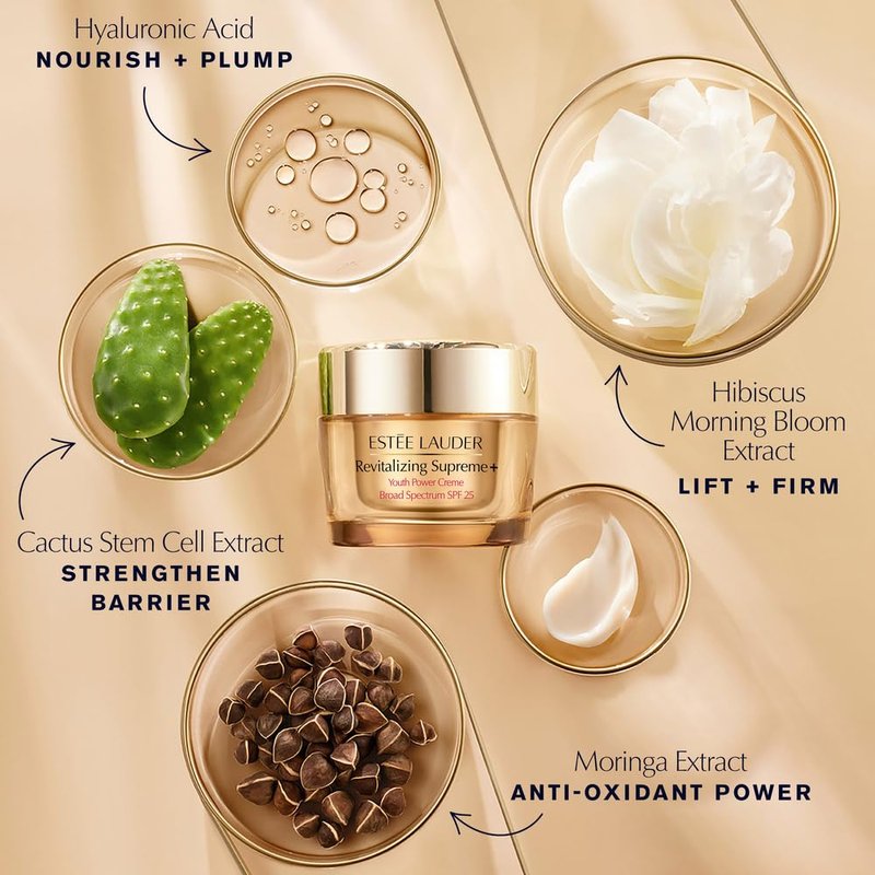 Estée Lauder Revitalizing Supreme+ Youth Power Cream Moisturizer SPF 25 with Hyaluronic Acid & Peptides | Face & Neck Cream, 1.7 Ounce
