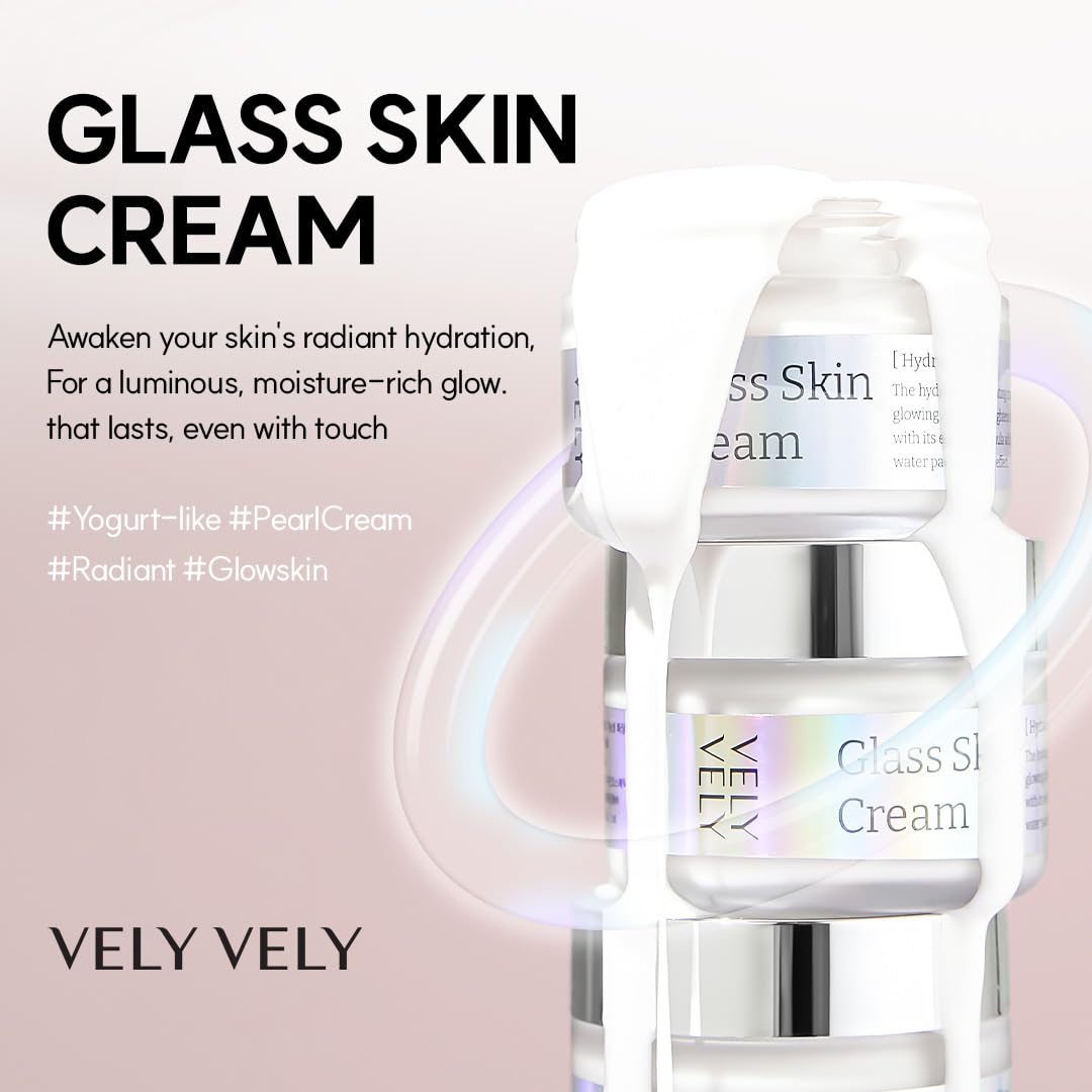 VELY VELY SKIN CREAM 60ml - Brightening Face Moisturizer with Niacinamide, Glutathione & 4 Types of Hyaluronic Acid, Hydrating Korean Face Cream for Radiant Glass Skin