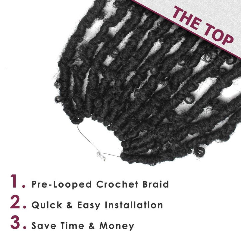 Niseyo 6 Packs Butterfly Locs Crochet Hair 12 Inch Pre Looped Natural Black Distressed Locs Crochet Braids (1B)