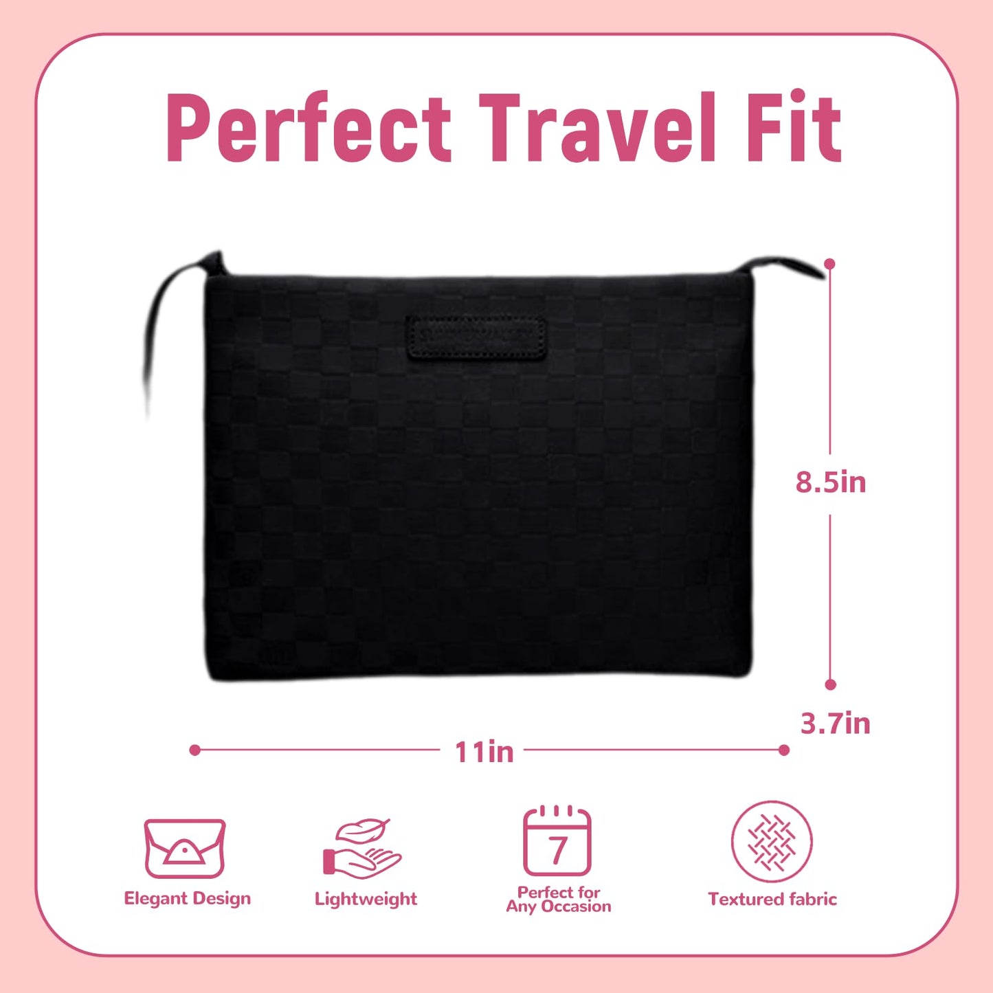 YDR Large Travel Bag,Makeup Bag Large Capacity Makeup Organizer Portable Travel Toiletry Bag PU leather Portable Travel Pouch(Cosmetic-2-Black)