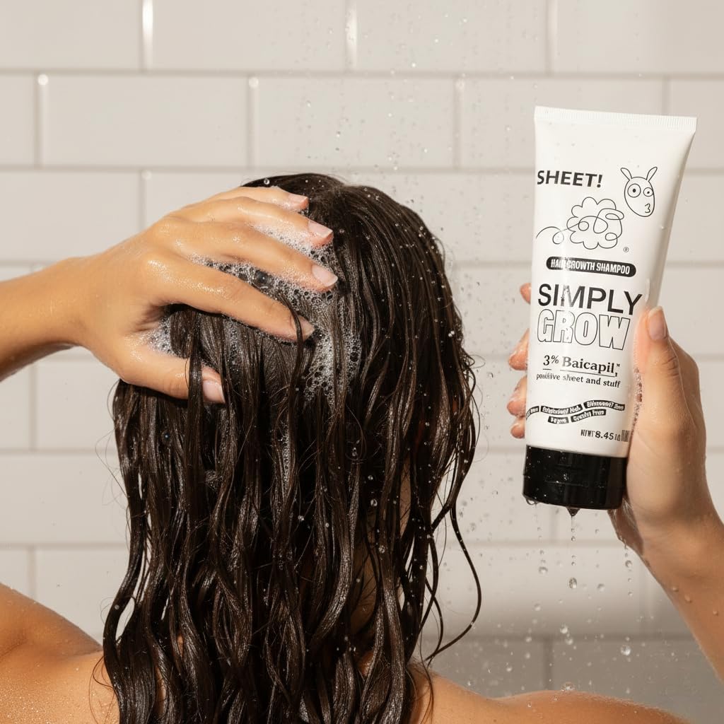 Sheet - Hair Growth Treatment Shampoo & Serum Kit - 8.45 fl oz shampoo + 2 fl oz tonic - 3% Baicapil complex - Water-based sulfate-free formula for fuller-looking hair