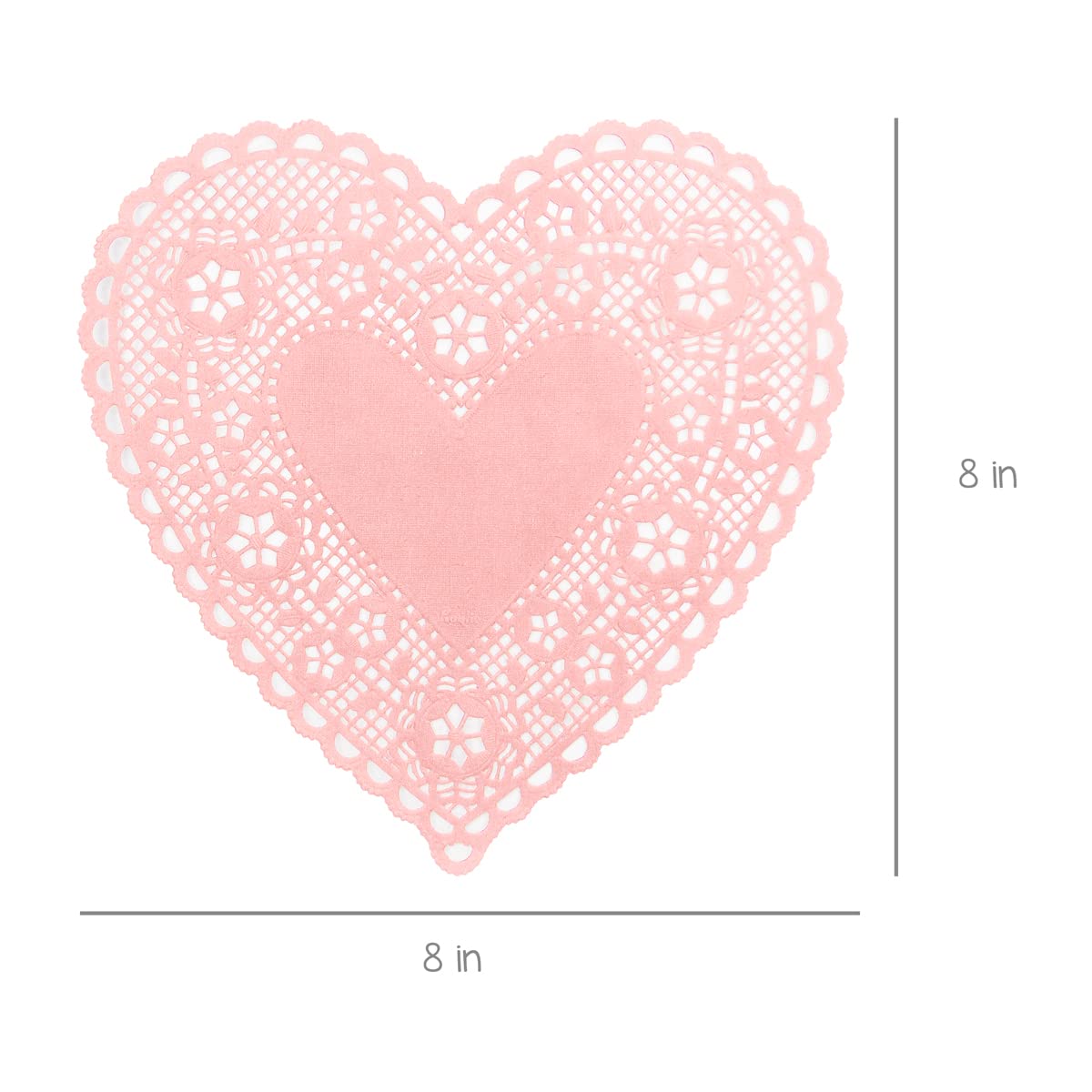 Hygloss Heart Doilies - 18 Pcs -8-Inch Pink Paper Heart Shaped Doilies for Valentines Crafts, Table Settings - Ideal for Valentine Doily, Paper Heart Doily Projects