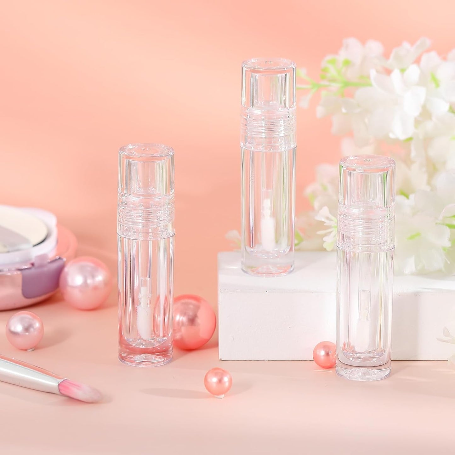 Empty Lip Gloss Tubes - 100 Pcs Clear Refillable Lipstick Containers with Wands & Rubber Stoppers | 2.5 ml for DIY Makeup Gifts