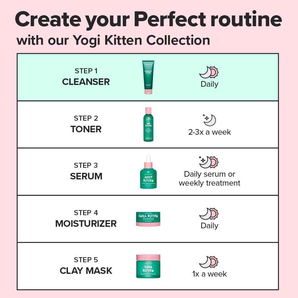 I DEW CARE Acne Facial Foam Cleanser - Namaste Kitten | Clarifying Heartleaf, Makeup Cleansing, Korean Skincare, Vegan, Cruelty-free, Paraben-free, Gentle Face Wash for Dry Skin