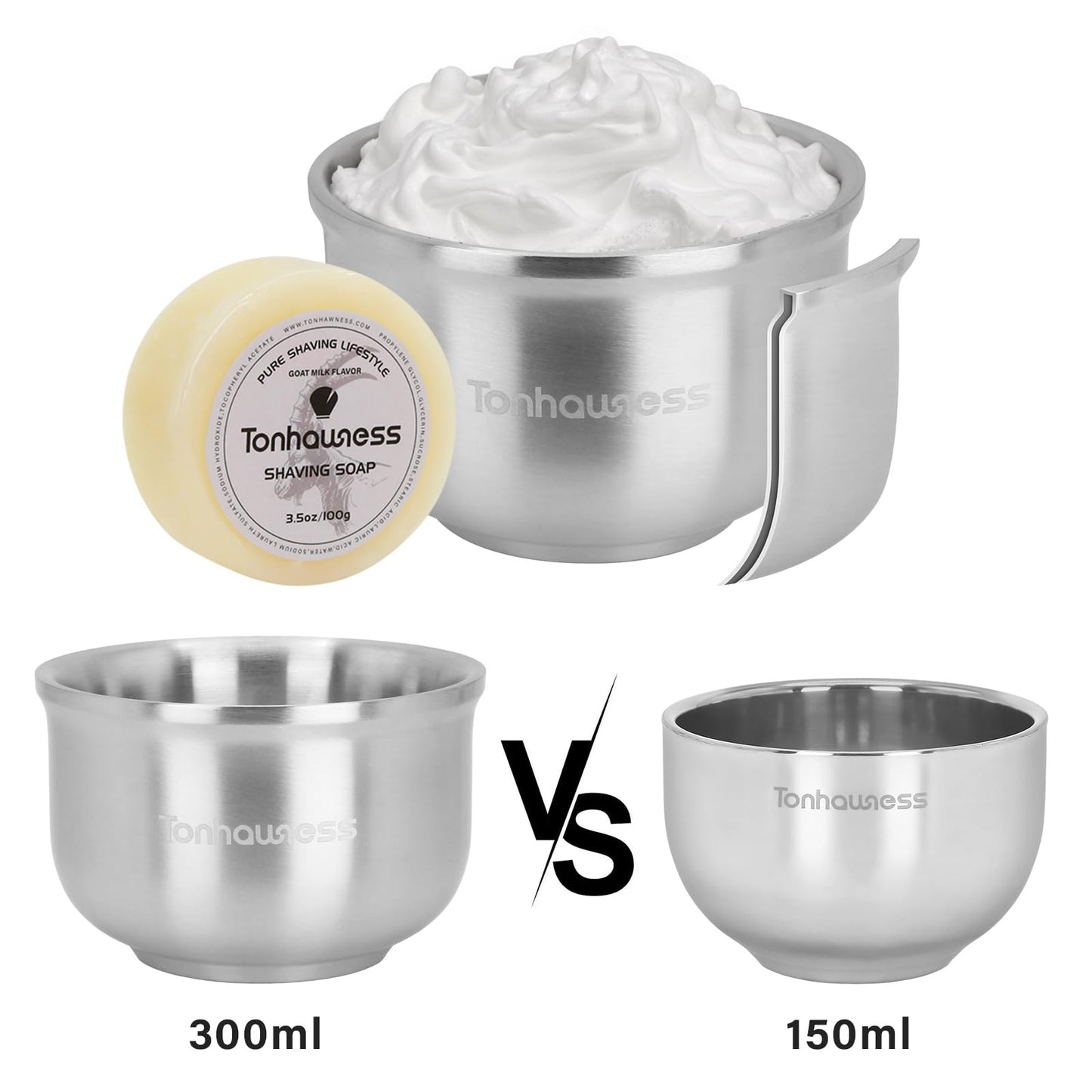 Shaving Brushes Kit For Men, 4 In 1 Shaving Brush Set Includes Badger Hair Shave Brush, Stainless Steel Shaving Bowl, Shaving Stand and Soap