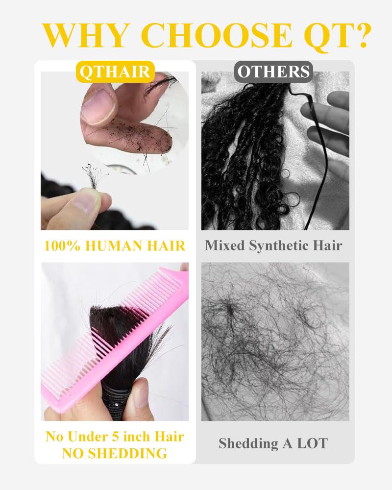 QTHAIR Deep Wave Bulk Human Hair For Braiding 18A No Weft (20" 50g #1B(Natural Black)) 100% Unprocessed Brazilian Deep Wave Human Hair Virgin Hair Extensions Two Bundles Micro Braiding