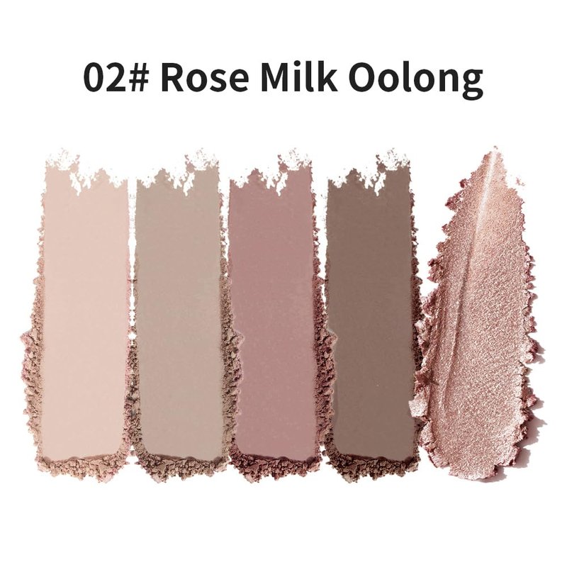 5 Colors Neutral Nude Matte & Shimmer Eyeshadow Palette,Rose Cocoa Brown Pink Neutral-Cool Mattes Glitter Eye shadow Contour Makeup Palette for Mature Women, Blue Green Eyes, Daily Natural Makeup.