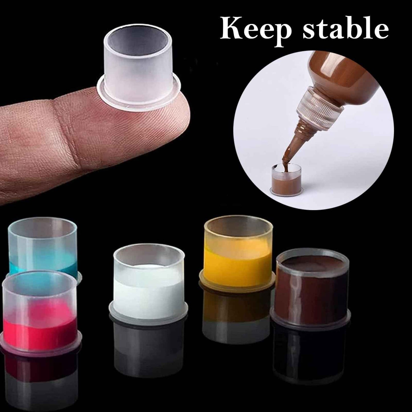 Ink Caps Cups, Urknall 1000pcs Ink Caps with Base #14mm Medium Tattoo Ink Cups Tattoo Caps for Ink Tattoo Ink Cups Pigment Cups Tattoo Plastic Cap(#14MM)