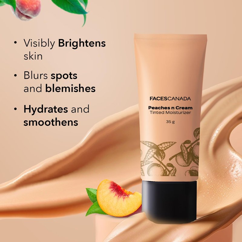 FACESCANADA Peaches n Cream Tinted Face Moisturizer | Lightweight Hydrating Formula with Natural Coverage & Radiant Glow | Blends Easily, Evens Skin Tone, Perfect for Daily Wear | 1.23 Oz (35g)
