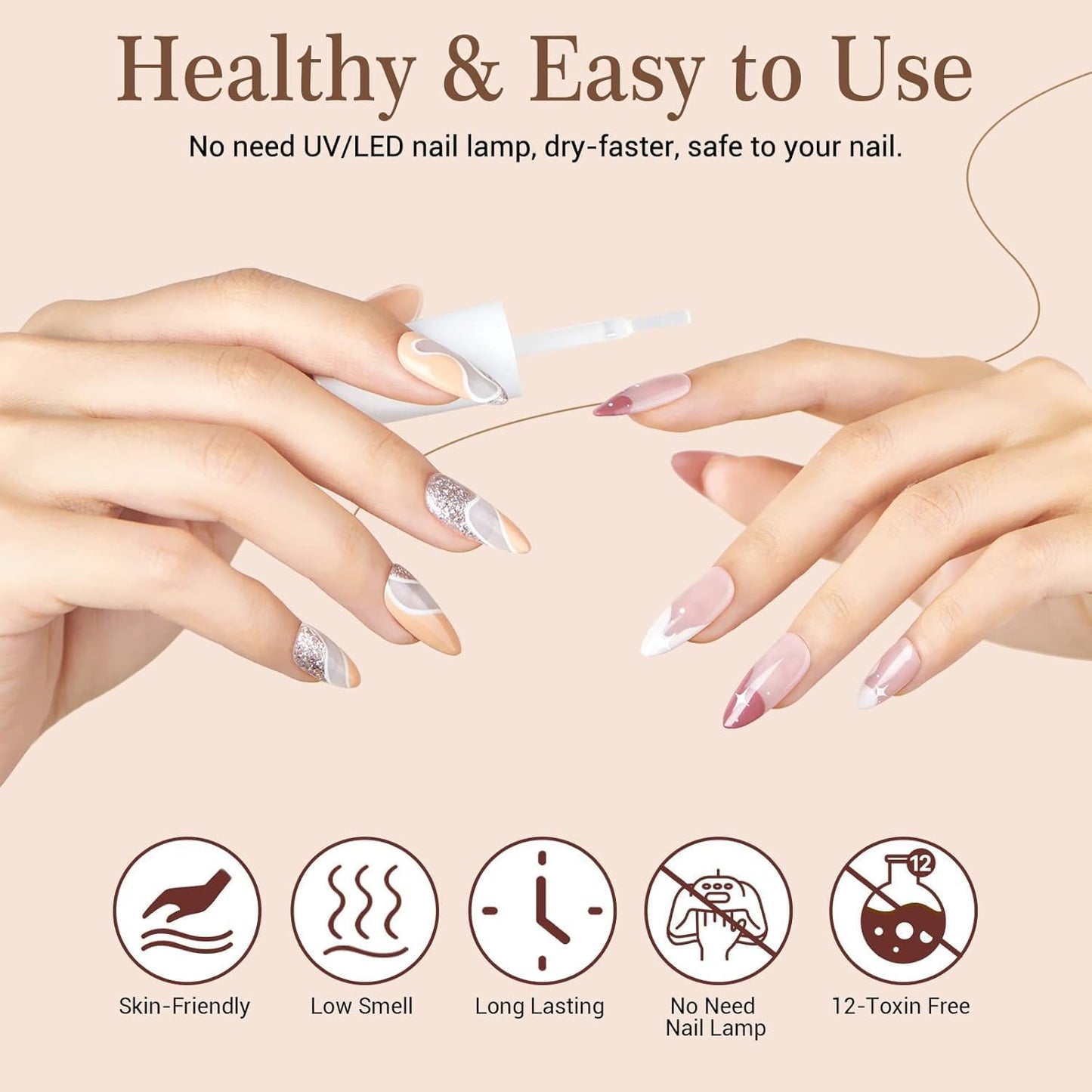AzureBeauty Dip Powder Liquid Set 15ml/0.5oz 8 Pcs Dipping Base Activator and Top Coat Brush Saver Nail File Necessary Tools for Dip Kit No Lamp Needed
