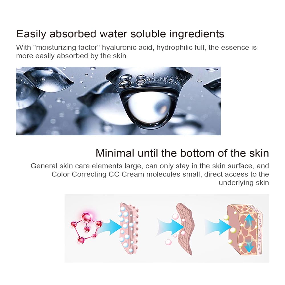 Color Correcting CC Cream with SPF 25, Coverage Lightweight Foundation, Hydrating Serum, Even Skin Tone Makeup and Skin Care, Refine Skin Texture, Avoid Sun Damage
