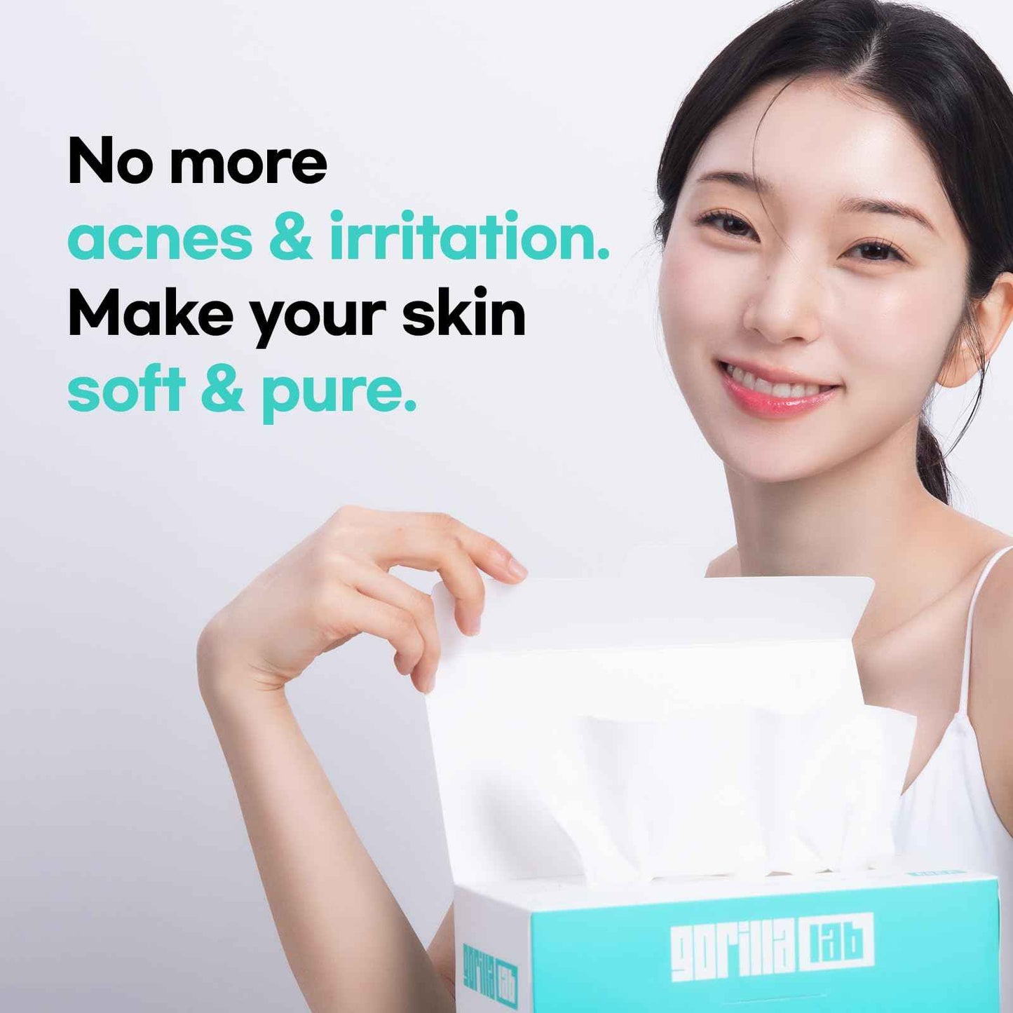 Gorilla Lab Cloud Touch Face Towels, 60 Count, 100% USA Cotton, Waterjet Spunlace for Ultra Softness, Purifying & Refreshing Disposable Facial Wipes for Sensitive Skin