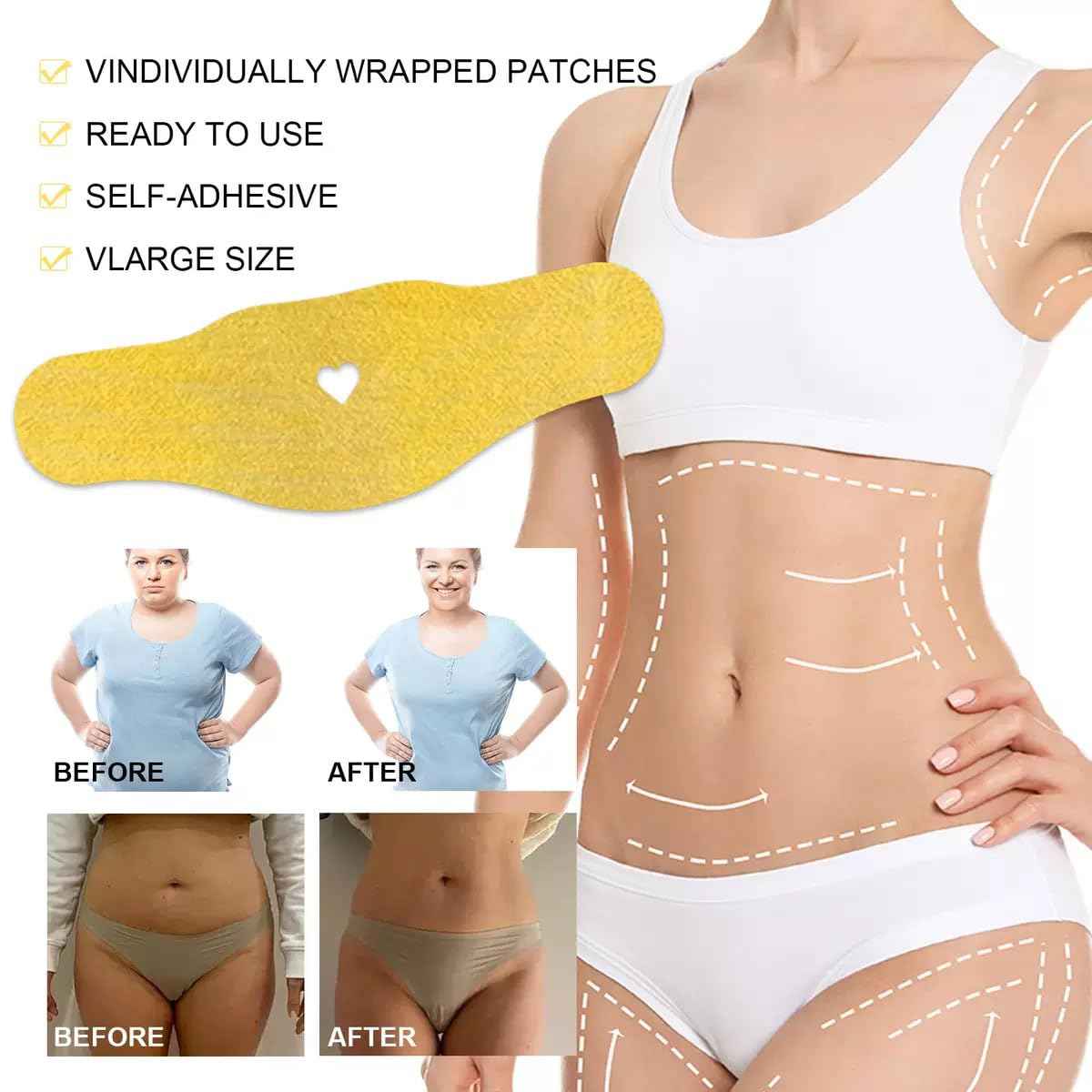 Shape & Tone Ginger Body Wrap - Mess Free - 4 Strips for Targeted Results