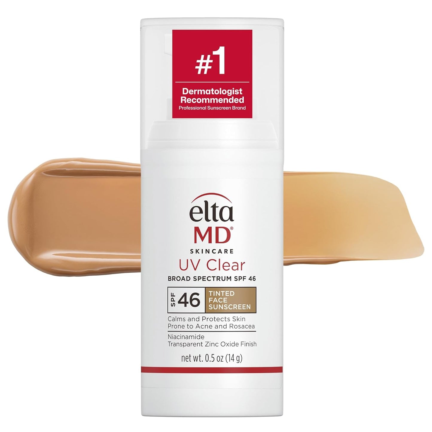 EltaMD UV Clear Tinted Face Sunscreen - SPF 46 Oil-Free Moisturizer with Zinc Oxide | 0.5 oz Pump