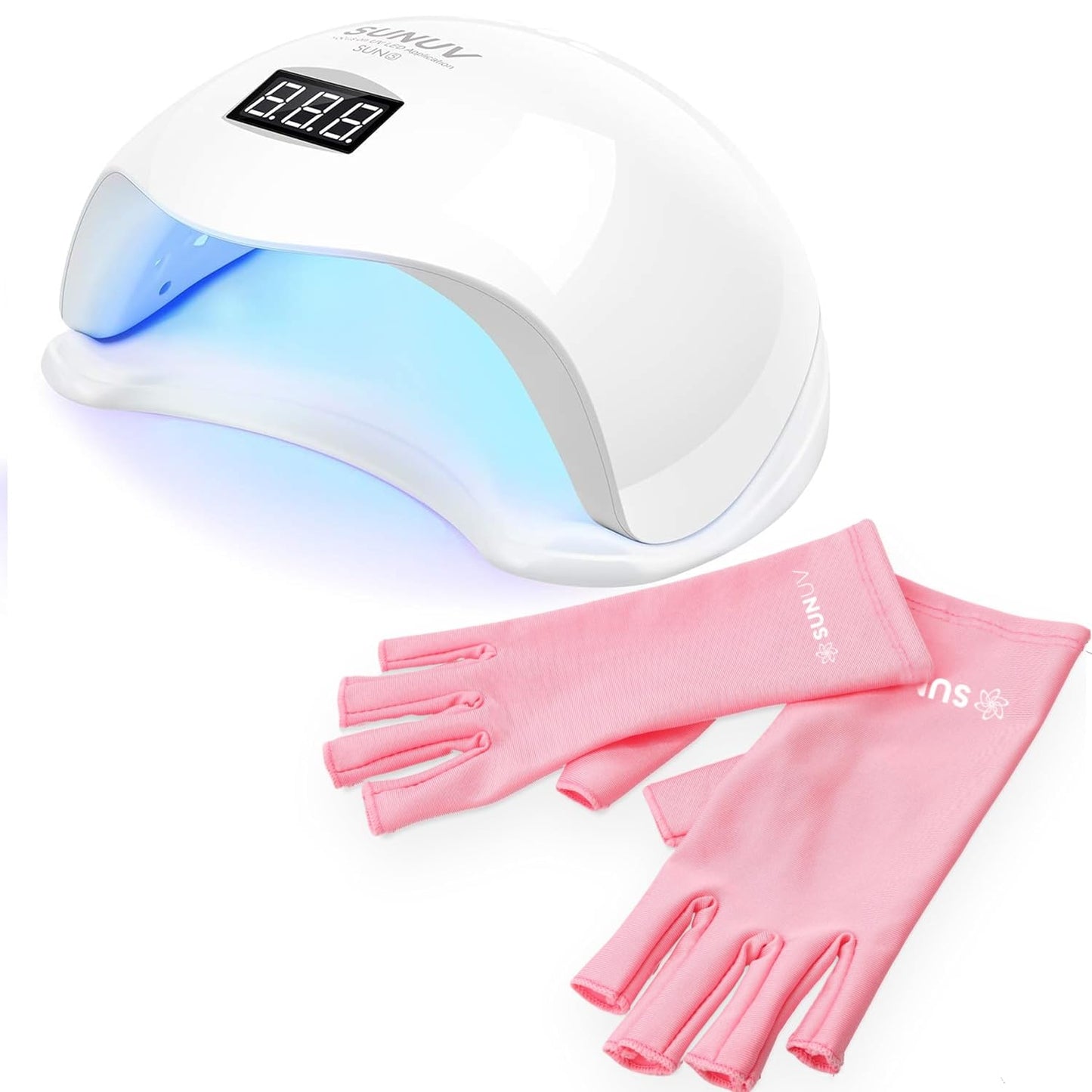 SUNUV UV Light for Nails - User-Friendly Gel Nail Lamp with Pink UV Gloves | Compatible with All Gel Types